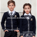 Custom make International school stripe trim cardigan sweater Noble temperament latest design school uniform sweater design